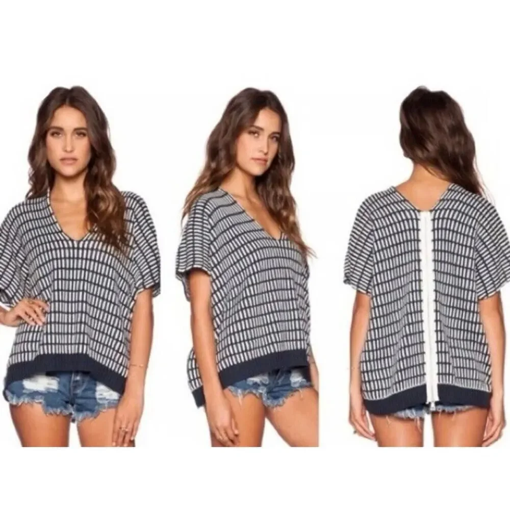 Free People Something Special Back Zip Short Sleeve Poncho Sweater Vest XS